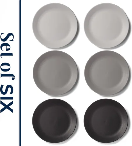 Vista 7 de US Acrylic Everest - Platos llanos de plástico ultraduraderos de 10 pulgadas en piedra gris, juego de 6 reutilizables, sin BPA, fabricados