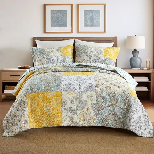 Vista 19 de Secgo Juego de edredón twin para cama - Edredones 100% algodón tamaño twin, colchas negras con 2 fundas de almohada, ropa de cama ligera reversible
