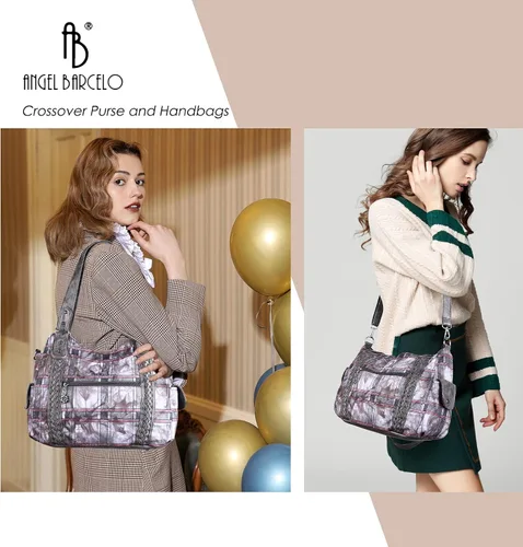 Vista 186 de Angel Barcelo - Bolsa de hombro amplia para mujer, diseño Hobo, cuero lavado