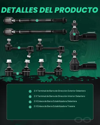 Vista 3 de Kit de suspensión de 8 piezas para Toyota Corolla 1993-2002, K90124, K9545, ES2382, EV303, de la marca SCITOO
