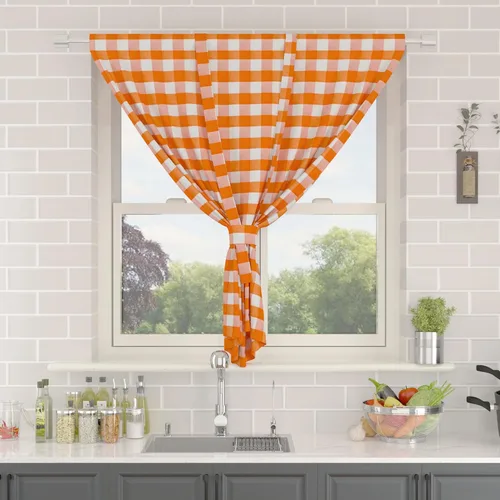 Vista 234 de Cenefas de cortina para ventana de 16 pulgadas de largo, 2 paneles de cuadros búfalo, cortinas pequeñas con bolsillo para barra, estilo clásico