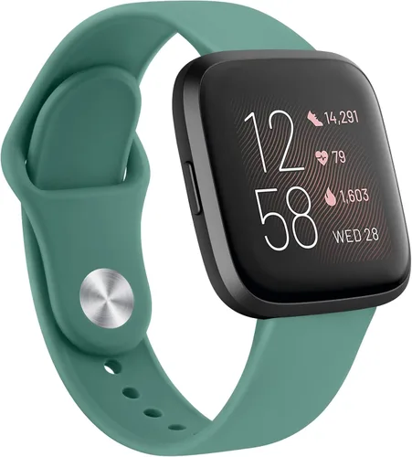 Vista 19 de AK Correas de silicona compatibles con Fitbit Versa 2, correas clásicas suaves de repuesto para reloj inteligente Fitbit Versa (azul abismo)