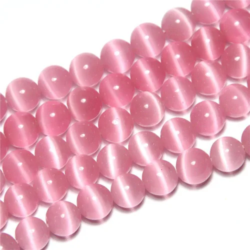 Vista 20 de Cuentas de Ojo de Gato Negro, Redondas de 6 mm, Piedras Preciosas Semipreciosas Sueltas para Fabricación de Joyas (63-66 piezas/cadena)