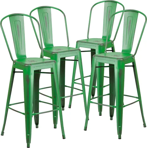 Vista 12 de Taburete Flash Furniture de bar, hecho de metal para interior y exterior, Metal, Negro