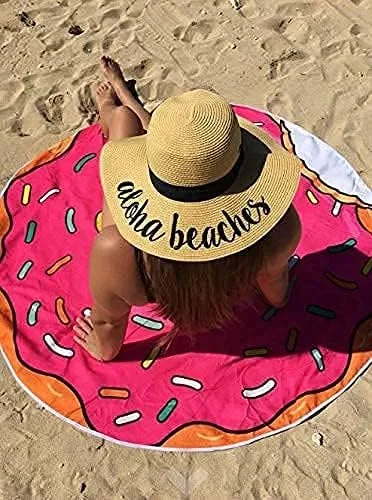 Vista 4 de Funky Junque - Sombrero de protección solar para mujer, con bordado de letras en cursiva y negrita, ajustable