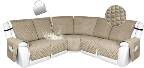 Vista 21 de HDCAXKJ Fundas de sofá seccional reclinable 100% impermeable, forma de L, funda de sofá reclinable lavable acolchada suave para mascotas, perro