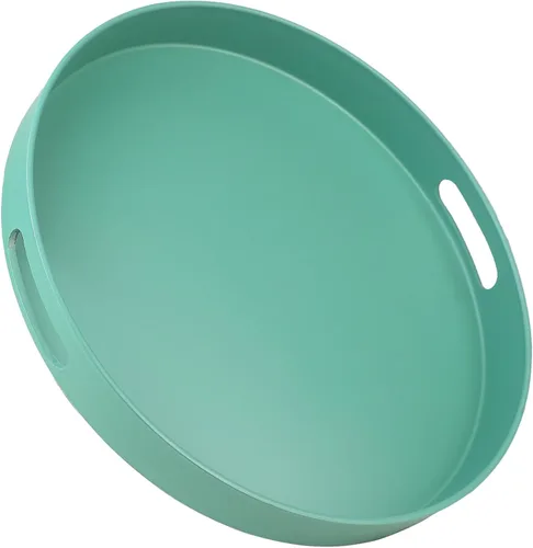 Vista 15 de Bandeja azul para mesa de café, bandeja decorativa rectangular de plástico con asas para entretenimiento, patio al aire libre, sala de estar 3040azul