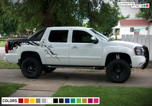 Vista 2 de Bubbles Designs Bed Mud Splash - Adhesivo de vinilo compatible con Chevrolet Avalanche 2007-2013 (negro)