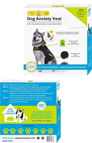 Vista 6 de CozyVest® - Chaleco de ansiedad para perros 3 en 1 con música y aromaterapia, camisa con sonido relajante y aceites esenciales, chaqueta