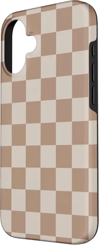 Vista 2 de Bonita funda Classic Dark Brown Checkered Big Checkerboard para iPhone 16