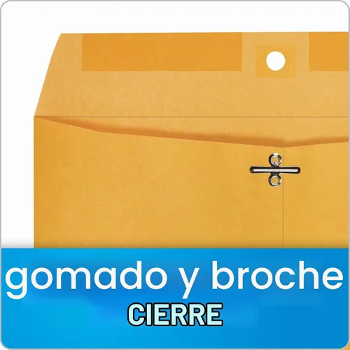 Vista 3 de Quality Park sobres con broche de 10 x 13, adhesivo engomado activado por humedad para sello seguro permanente, papel de 28 lb, marrón kraft