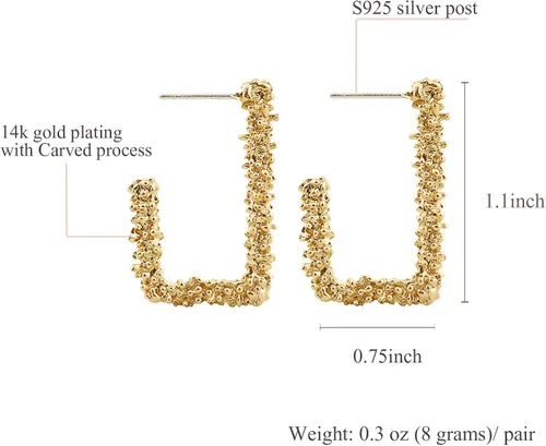 Vista 2 de Retro Geometric Shape Plated Matt 14K Gold Plated C-shaped S925 Silver Needle Natural Pearl Zircon Crescent Earrings