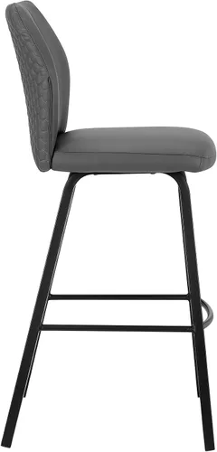 Vista 5 de Armen Living Taburete de cuero sintético gris Tandy y metal negro de 26 pulgadas