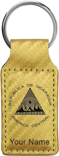 Vista 33 de LaserGram Llavero rectangular, bandera de Nicaragua, grabado personalizado incluido, Bambú