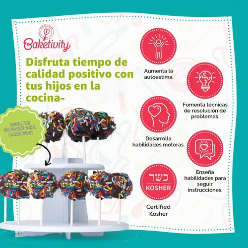 Vista 4 de Baketivity Cake Pop Baking Kit with Stand, No Mold or Maker Needed