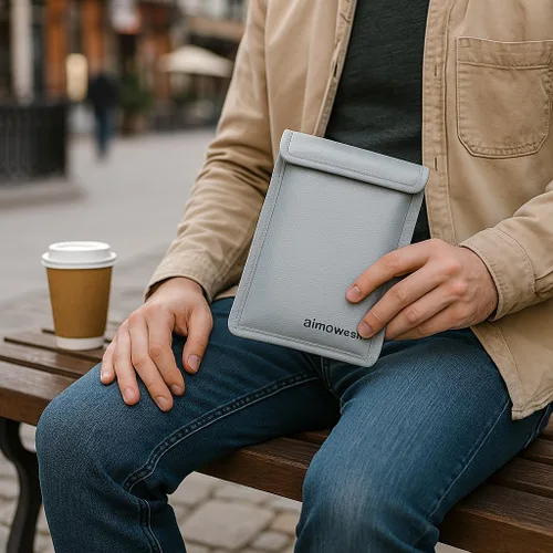 Vista 4 de Faraday - Bolsa para teléfonos – Bloqueo EMP y RFID, bolsa ignífuga e impermeable, escudo de señal antiseguimiento para privacidad y seguridad