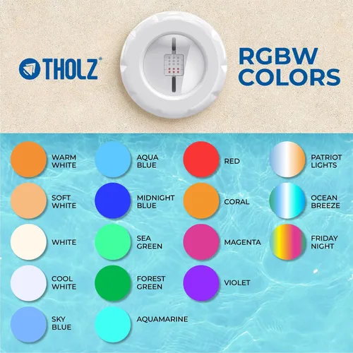 Vista 7 de Tholz® Luz de piscina RGBW - LED ultra brillante - Fácil instalación - Luz de piscina enterrada (10 W, cable de 50 pies)