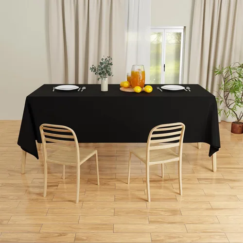 Vista 7 de IVAPUPU 2 manteles rectangulares color negro para mesa rectangular de 60 x 102 pulgadas, impermeables, lavables, resistentes a las arrugas