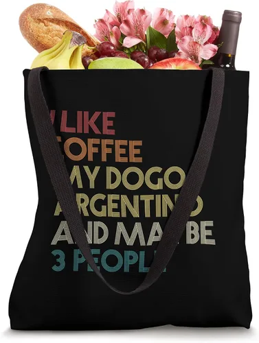 Vista 4 de Dogo Argentino - Bolsa de mano para regalo de perro con cita de café retro