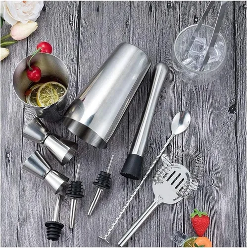 Vista 8 de Juego de coctelera de 17 piezas, kit de barman perfecto para mezclar bebidas, herramientas de barra de acero inoxidable con soporte
