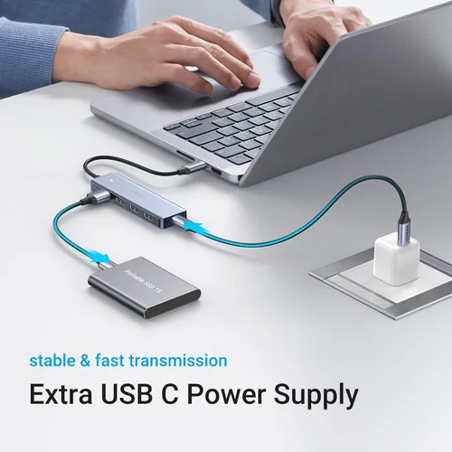 Vista 4 de UGREEN Hub USB C a USB A con 4 USB 3.0 para Laptop, MacBook Pro/Air, Mac mini M4, iMac, iPad Pro, Chromebook, Dell XPS, Galaxy S23 y Más, 0.5FT