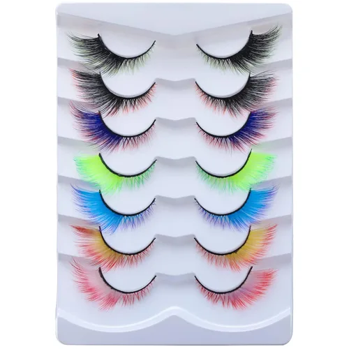 Vista 17 de Pestañas Postizas Blancas de Halloween Herramientas de Extensión de Pestañas Blancas para Ojos Anime Cosplay Maquillaje de Aspecto Natural Pestañas