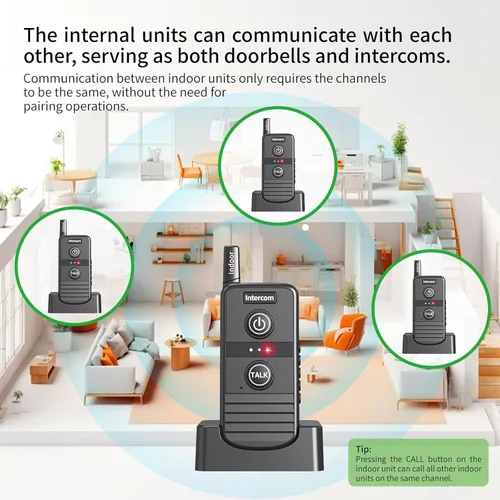 Vista 5 de Timbre inalámbrico, intercomunicadores inalámbricos para el hogar, sistema de intercomunicación inalámbrico de largo alcance de 4900 pies