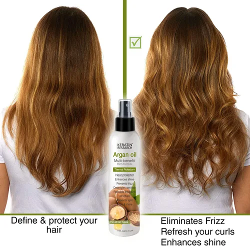 Vista 4 de KERATIN RESEARCH Tratamiento de queratina brasileña para alisar y alisar el cabello con protección térmica, aceite de argán, queratina queratina