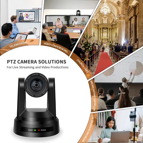 Vista 7 de Cámara PTZ 4K, seguimiento automático AI USB3.0/3G-SDI/LAN HDMI PTZ Cámara 20X óptico +16X zoom digital con PoE transmisión en vivo para adoración