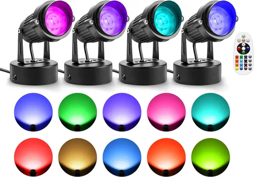 Vista 8 de ZUCKEO Focos LED de 10W para Interiores RGBW que Cambian de Color Iluminación Ascendente para Interiores con Control Remoto, Foco Navideño de 120V