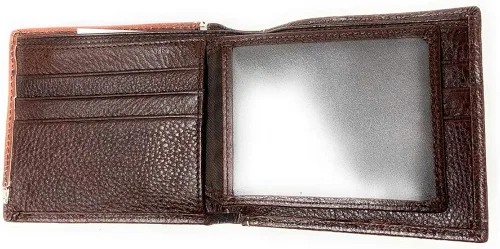 Vista 3 de Billetero doble corto de cuero genuino de alta calidad, carteras vaqueras premium