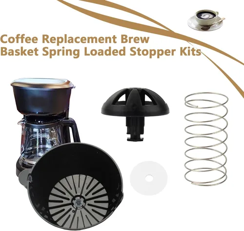 Vista 4 de Paquete de 2 tapones de repuesto para cesta de café con resorte, se adapta a Mr. Coffee, Black And Decker, piezas de cafetera Hamilton, sustituye a