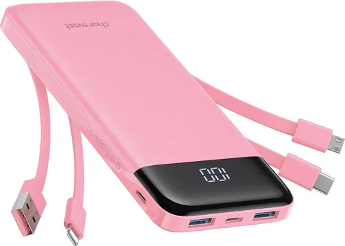 Vista 13 de charmast Cargador portátil con cables incorporados, banco de energía con cables, batería delgada de viaje de 10000 mAh, 6 salidas 3 entradas 3 A