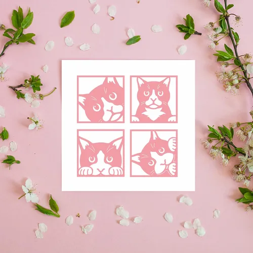 Vista 4 de BENECREAT 6 estilos de troqueles de metal para gatos, plantillas de corte de gato para manualidades, álbumes de recortes, álbumes de tarjetas