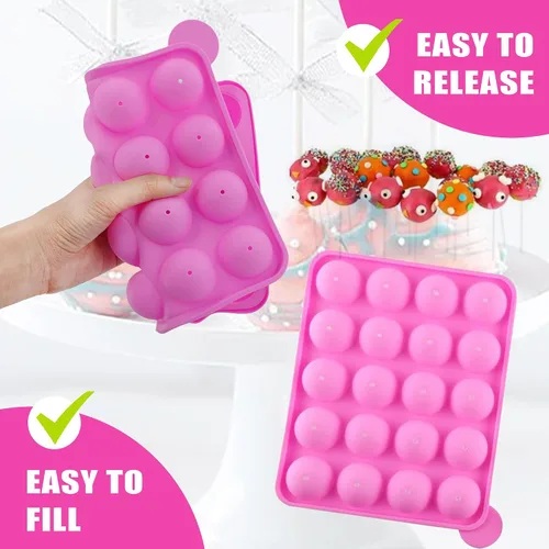 Vista 5 de Molde de silicona para tartas + 120 palitos, molde de Pascua sin BPA para hornear para dulces, chocolate, piruletas, postres, magdalenas, cocción