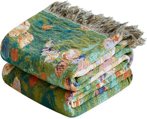 Vista 25 de LUTBM Manta bohemia para sofá de 50 x 60 pulgadas, 100% algodón, suave Animal-pájaro-a
