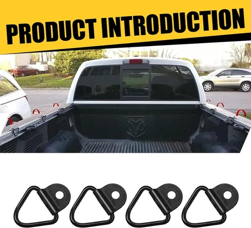 Vista 7 de Pack-4 - Anclaje de amarre con anillo en forma de V para automóvil, accesorios multiusos de 2.3 x 2.2 pulgadas, accesorios de amarre de caja
