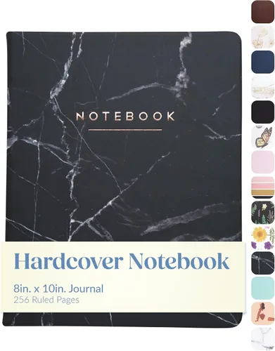 Vista 20 de WORLD TRAVELER Cuaderno de Diario Grande Rayado - Cuaderno de Tapa Dura que se Abre Plano con 2 Marcapáginas de Cinta, Diario de Escritura de Tapa