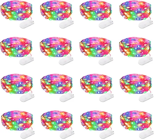 Vista 8 de Paquete de 16 Luces LED de Hadas Operadas con Batería Luces de Cadena de 10 Pies 30 LED Impermeables Luces Centelleantes Luces para Frascos Mason