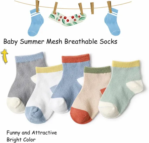 Vista 2 de Nuevos calcetines de malla de verano para bebés, niños y niñas pequeñas, calcetines para recién nacidos, accesorios esenciales para bebés