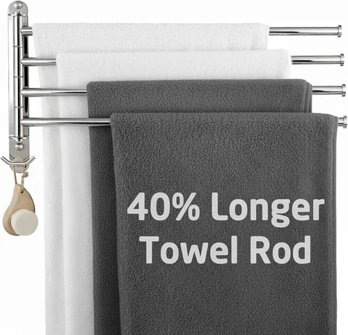 Vista 10 de KES Barra de Toallas para Baño de 13.8 Pulgadas, Montaje Basculante, Brazo Extensible, Soporte de Pared de 2 Brazos, Acero Inoxidable SUS304