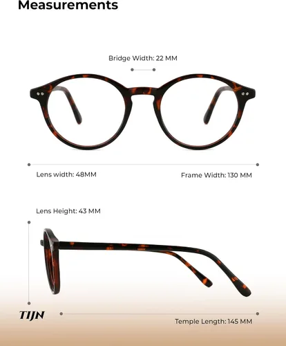 Vista 6 de TIJN Blue Light Blocking Glasses Men Women,Vintage Round Frame Eyeglasses Flexible Lightweight Frames,Red Orange Clear Lens for Computer Gaming