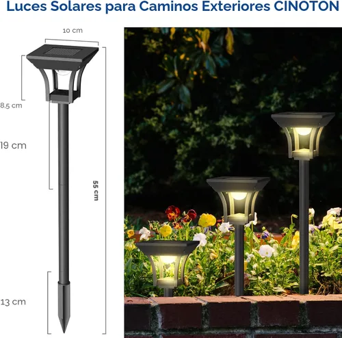 Vista 7 de CINOTON RGBCW Luces solares para caminos al aire libre, 3 modos de iluminación, paquete de 6