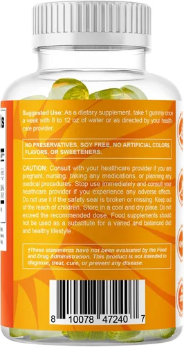 Vista 9 de Vitamatic Suplemento semanal de vitamina D3 sin azúcar de 50,000 UI - 60 gomitas a base de pectina Vitamina D de alta potencia para huesos, dientes