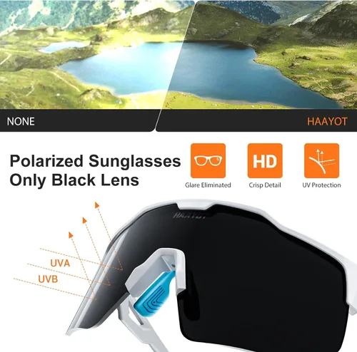 Vista 5 de HAAYOT Gafas de sol deportivas polarizadas para hombres y mujeres, jóvenes, béisbol, ciclismo, correr, softbol, ciclismo, 5 lentes