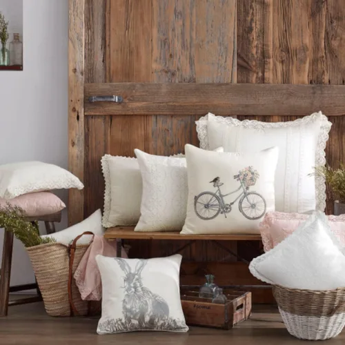 Vista 6 de Laura Ashley Inicio - Almohada con cierre de sobre, elegante decoración del hogar para cama o sofá (blanco Annabella, 18 x 18 pulgadas)