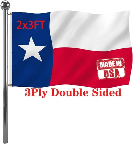 Vista 12 de Jayus Banderas de doble cara del estado de Texas TX de 2 x 3 pies para exteriores, bandera de nailon resistente 320D con 2 ojales Nylon