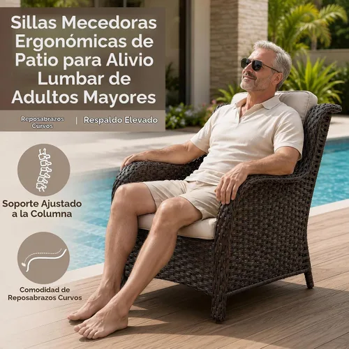 Vista 3 de HUMMUH Juego de 2 sillas de mimbre para patio, sillas de comedor de ratán de polietileno para exteriores, con cojines de asiento de 4 pulgadas