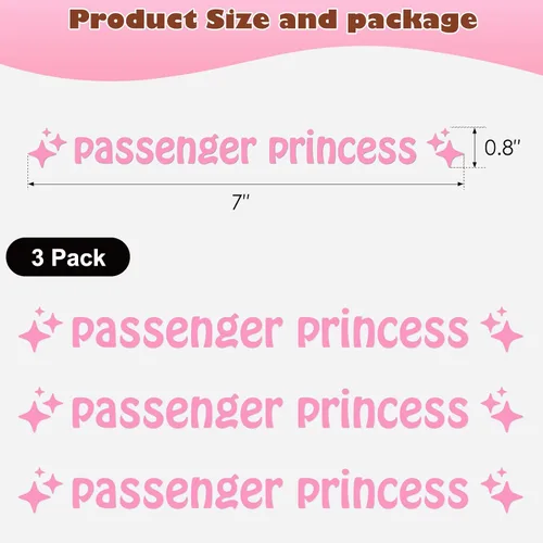 Vista 9 de Aolamegs Paquete de 3 Calcomanías de Princesa Pasajera, Lindas Calcomanías de Vinilo para Ventana y Espejo Retrovisor, Accesorios Divertidos