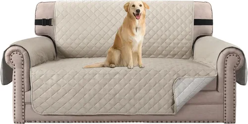 Vista 39 de H.VERSAILTEX Funda de sofá resistente al agua para sofá de 3 cojines, reversible, protector de muebles acolchado con correa elástica, funda de sofá
